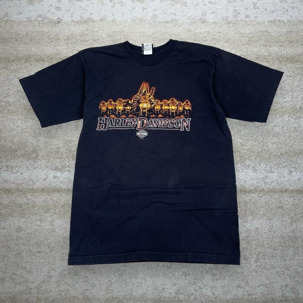 Vintage 90s Harley Davidson Shirt Mens L Black Made USA Biker Southern Thunder